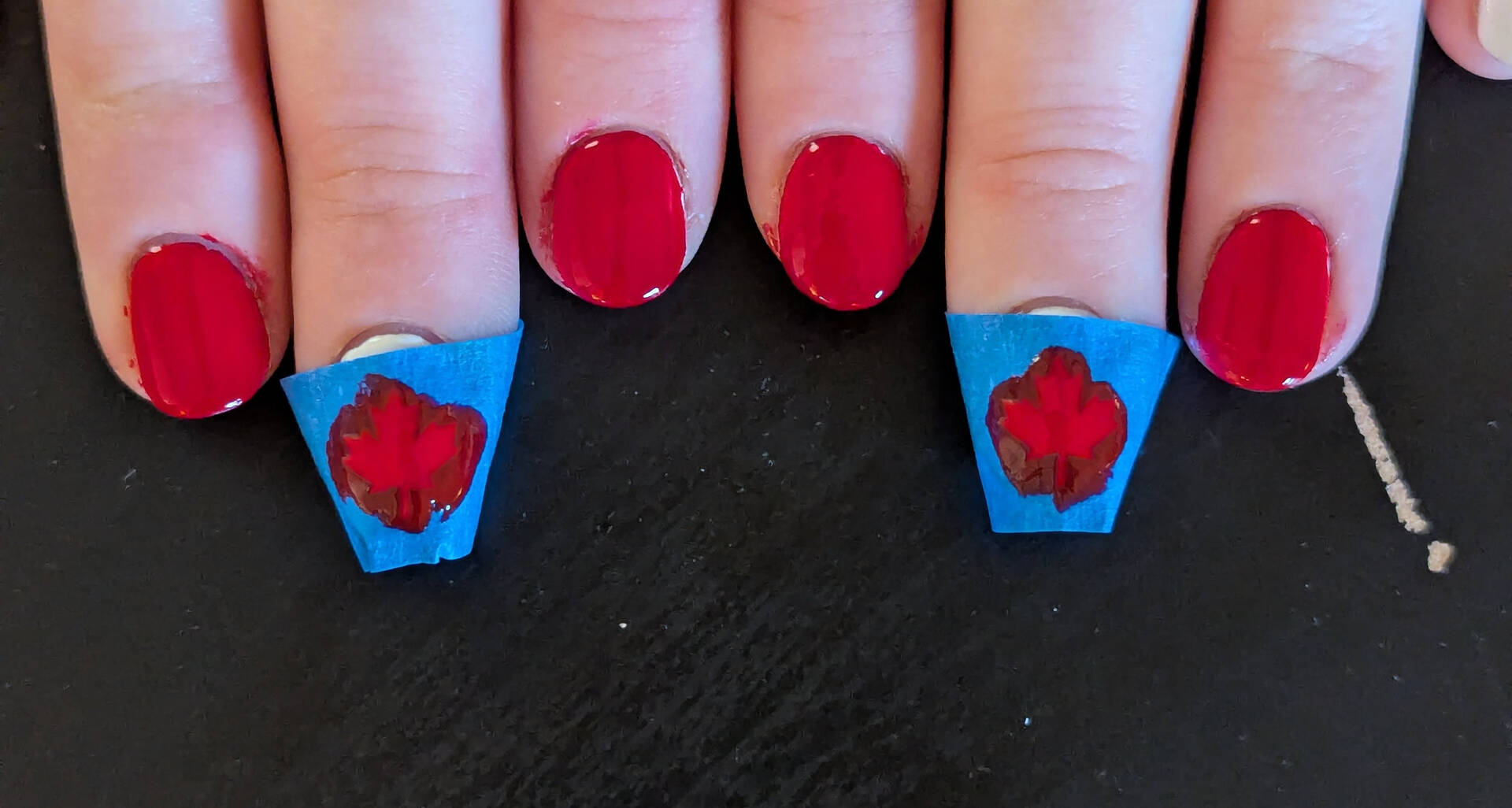 painted applied to stenciled nails